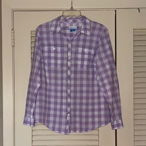 Columbia Purple and White Gingham Button-Front Shirt